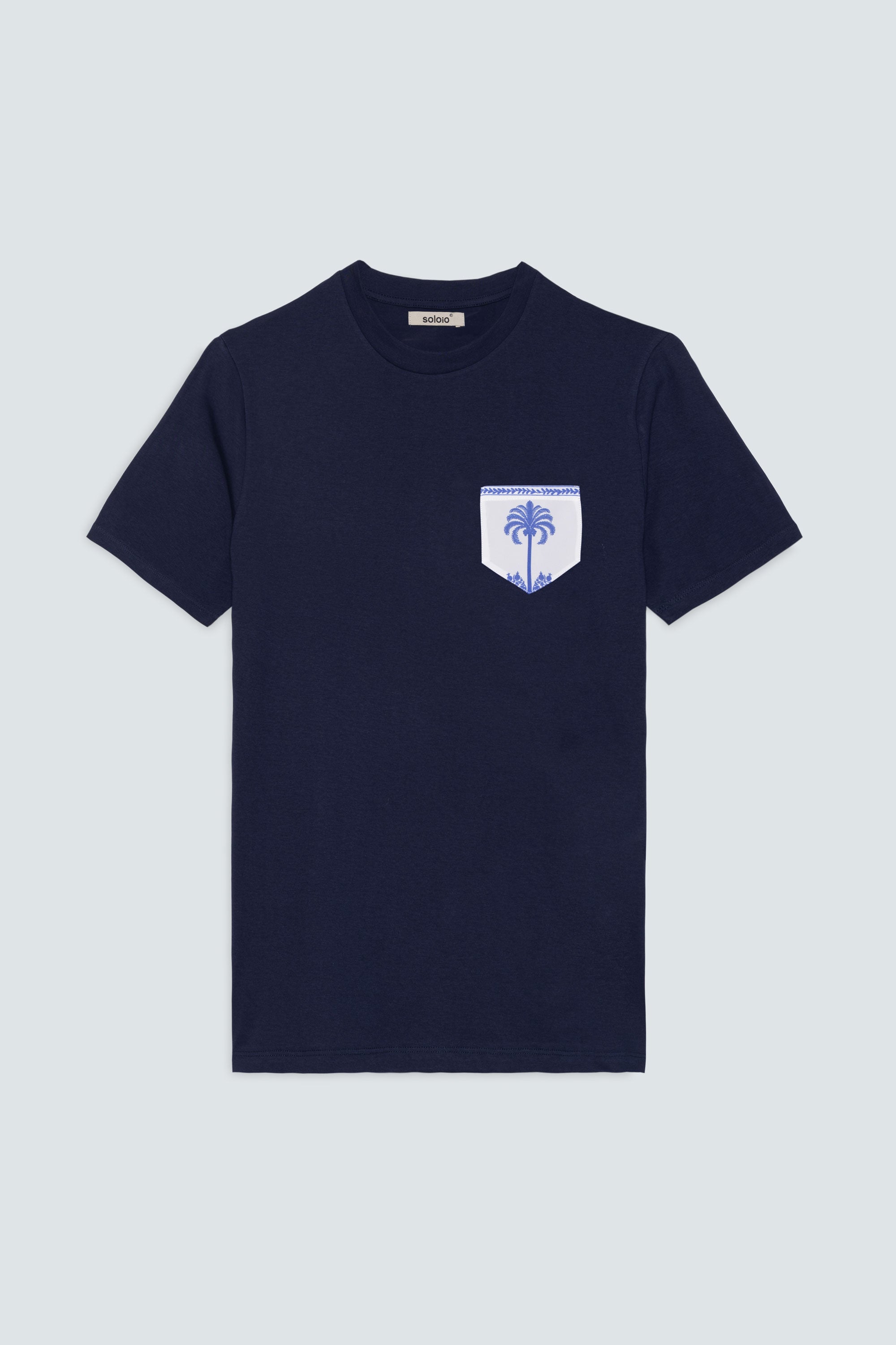 camiseta de algodón para hombre azul palmera