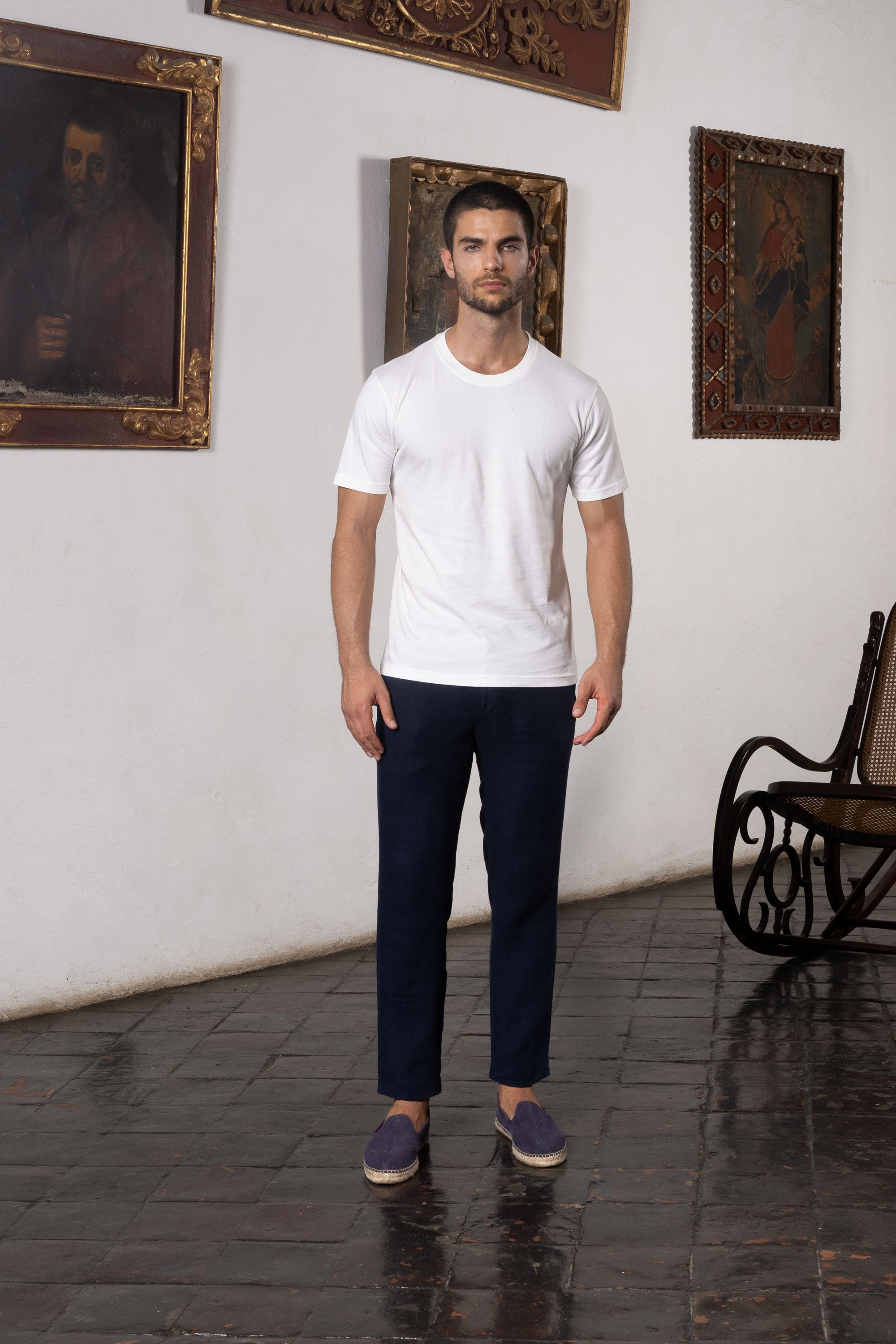camiseta de algodón para hombre blanca piovre