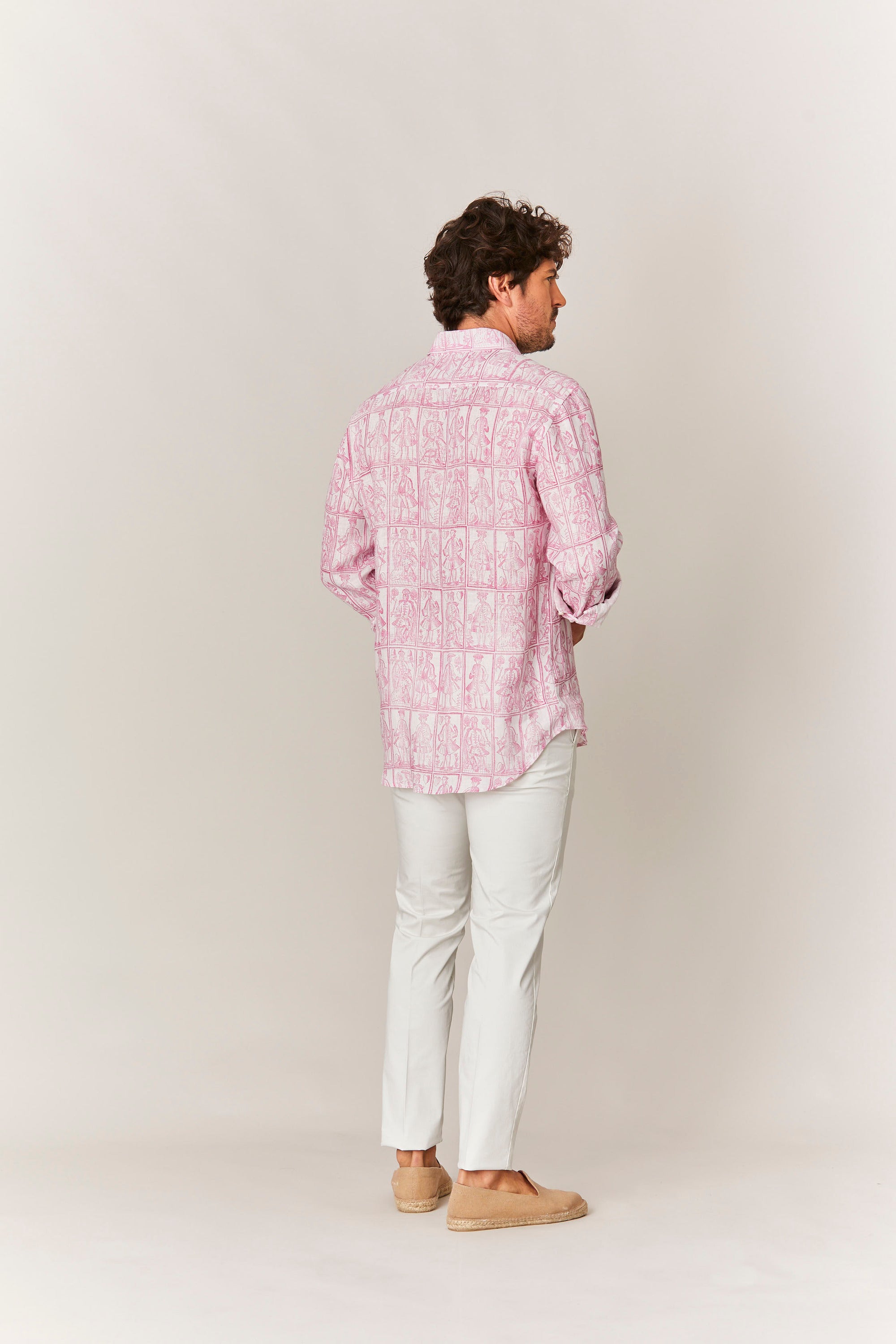 men’s linen shirt pink cards
