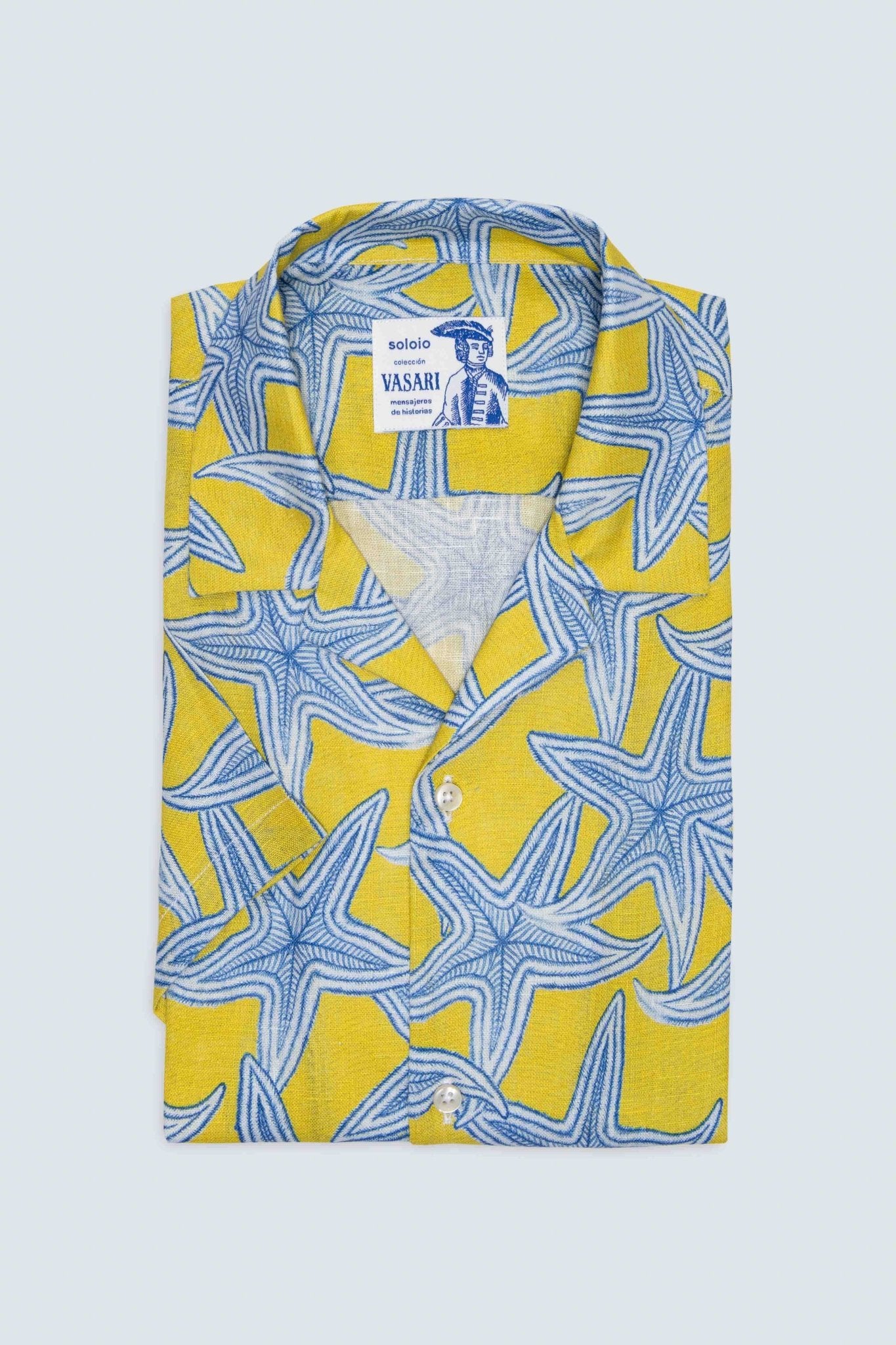 linen shirt intaglio yellow - soloio