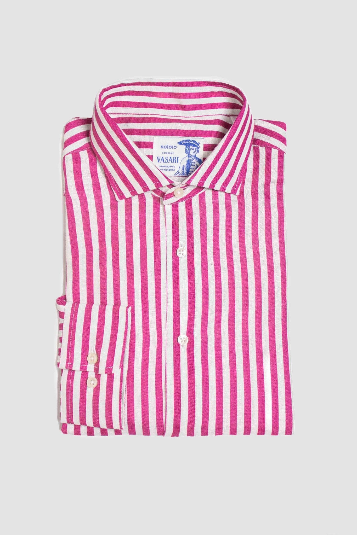 linen striped shirt fuxia - soloio