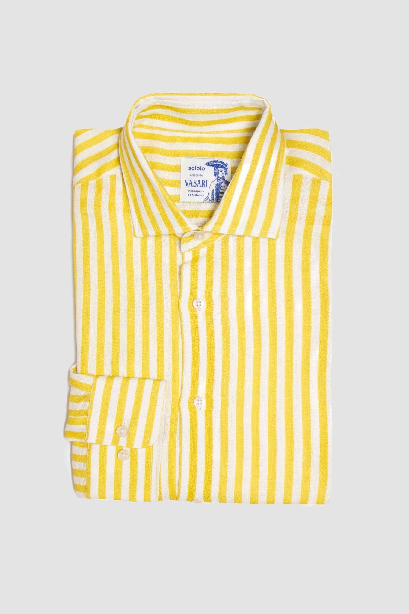 linen striped shirt yellow - soloio