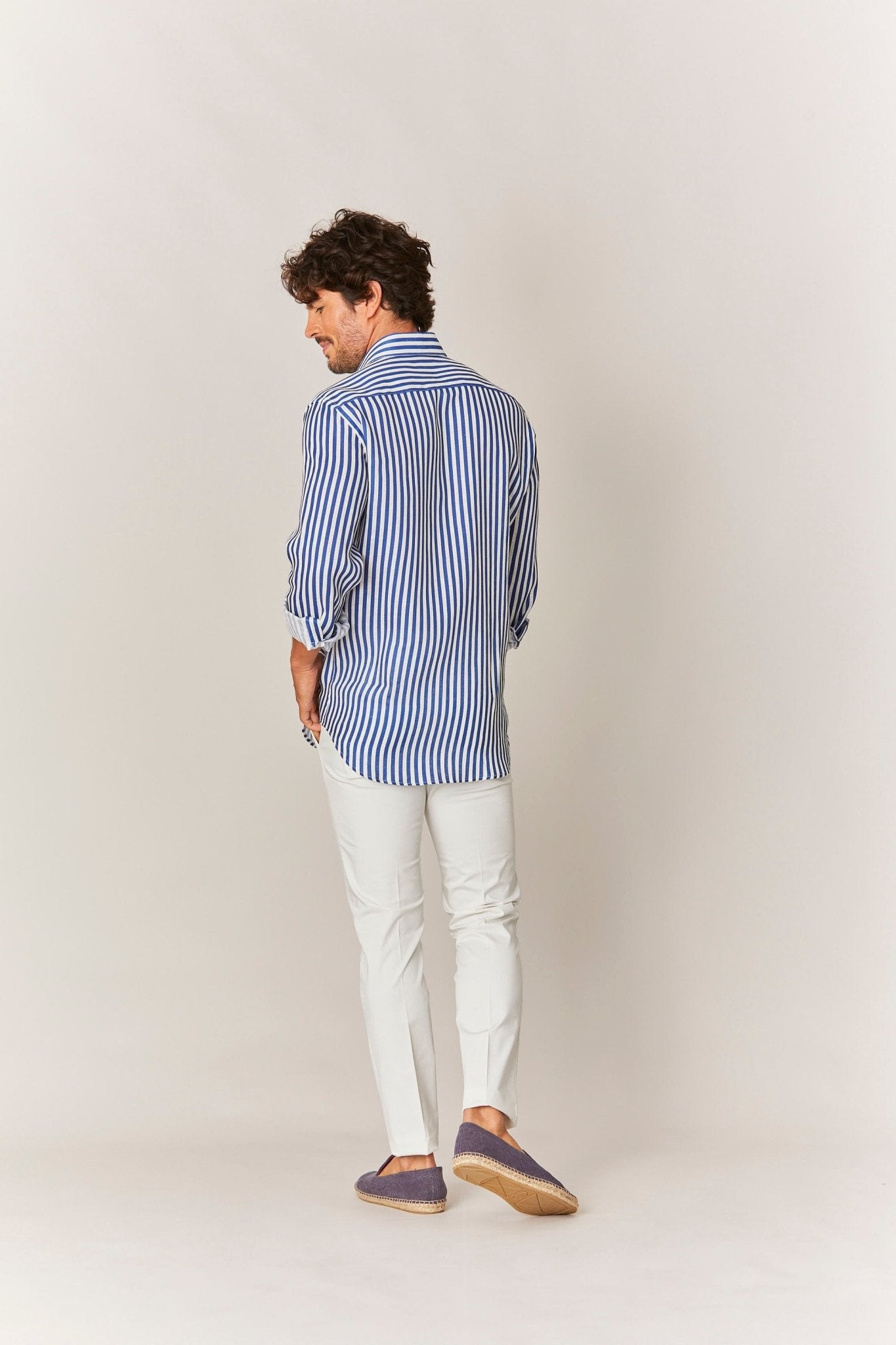 electric blue stripes shirt - soloio