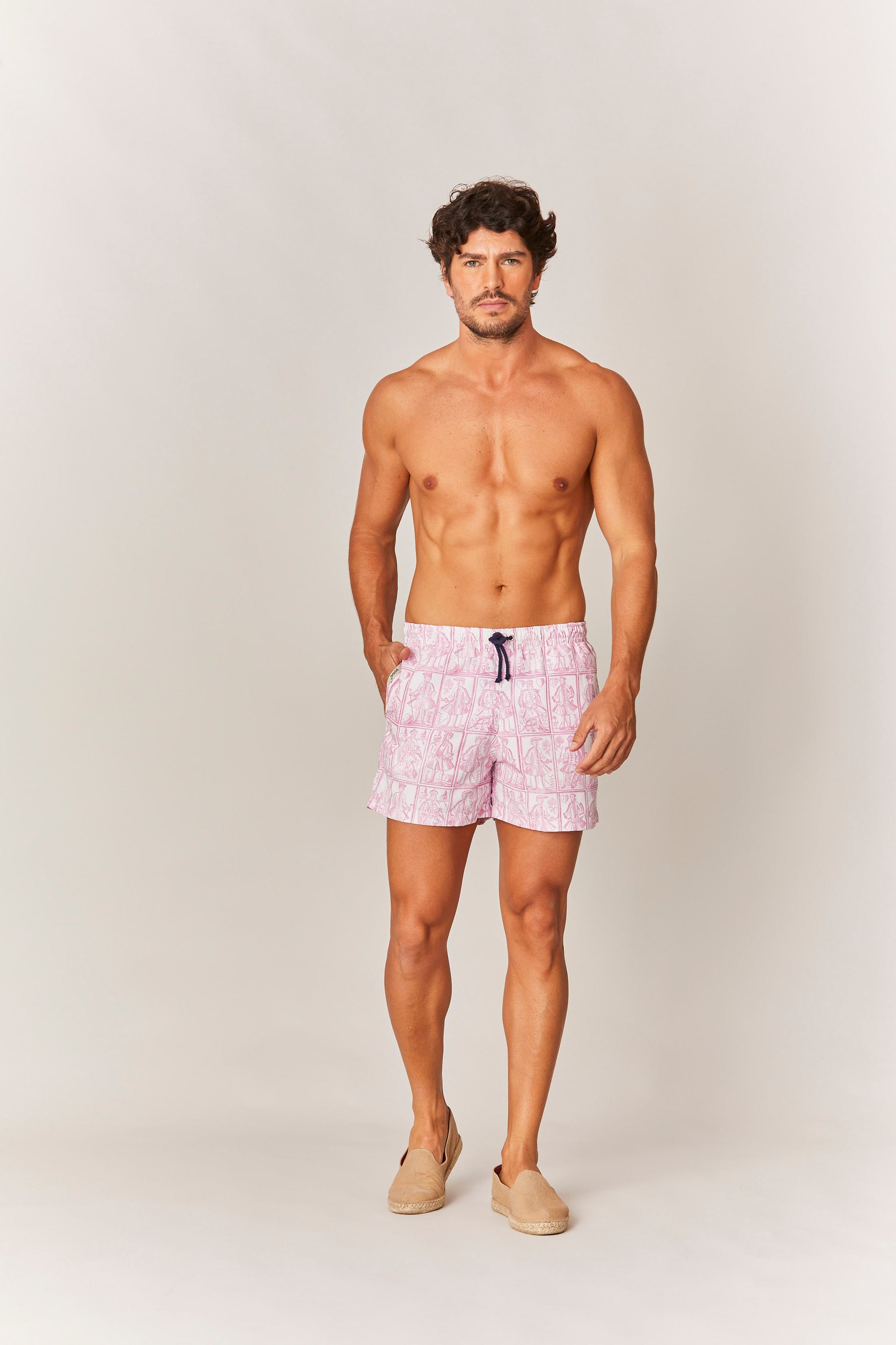 bañador cartas rosa para hombre