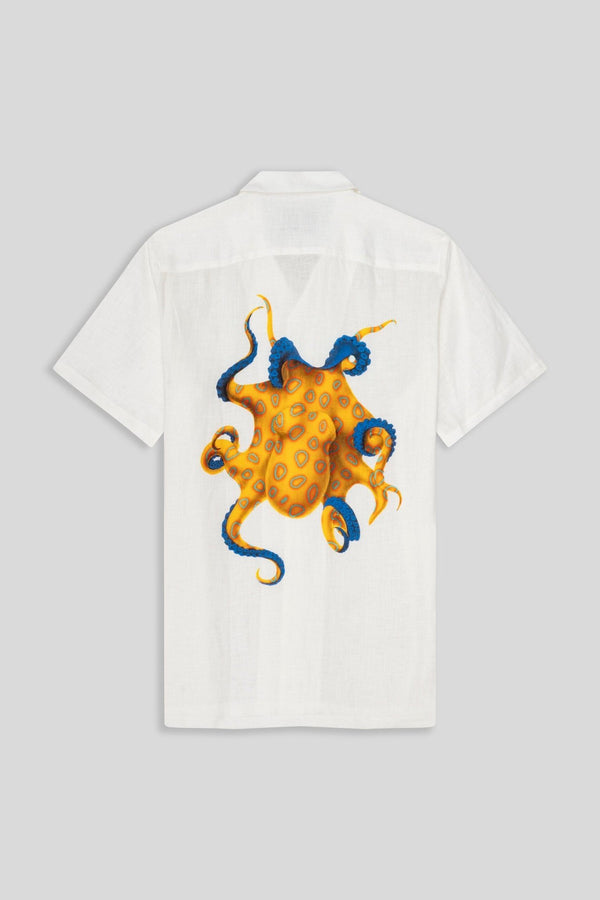 camisa de lino pulpo amarillo
