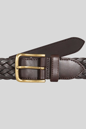 brown braided leather belt - soloio