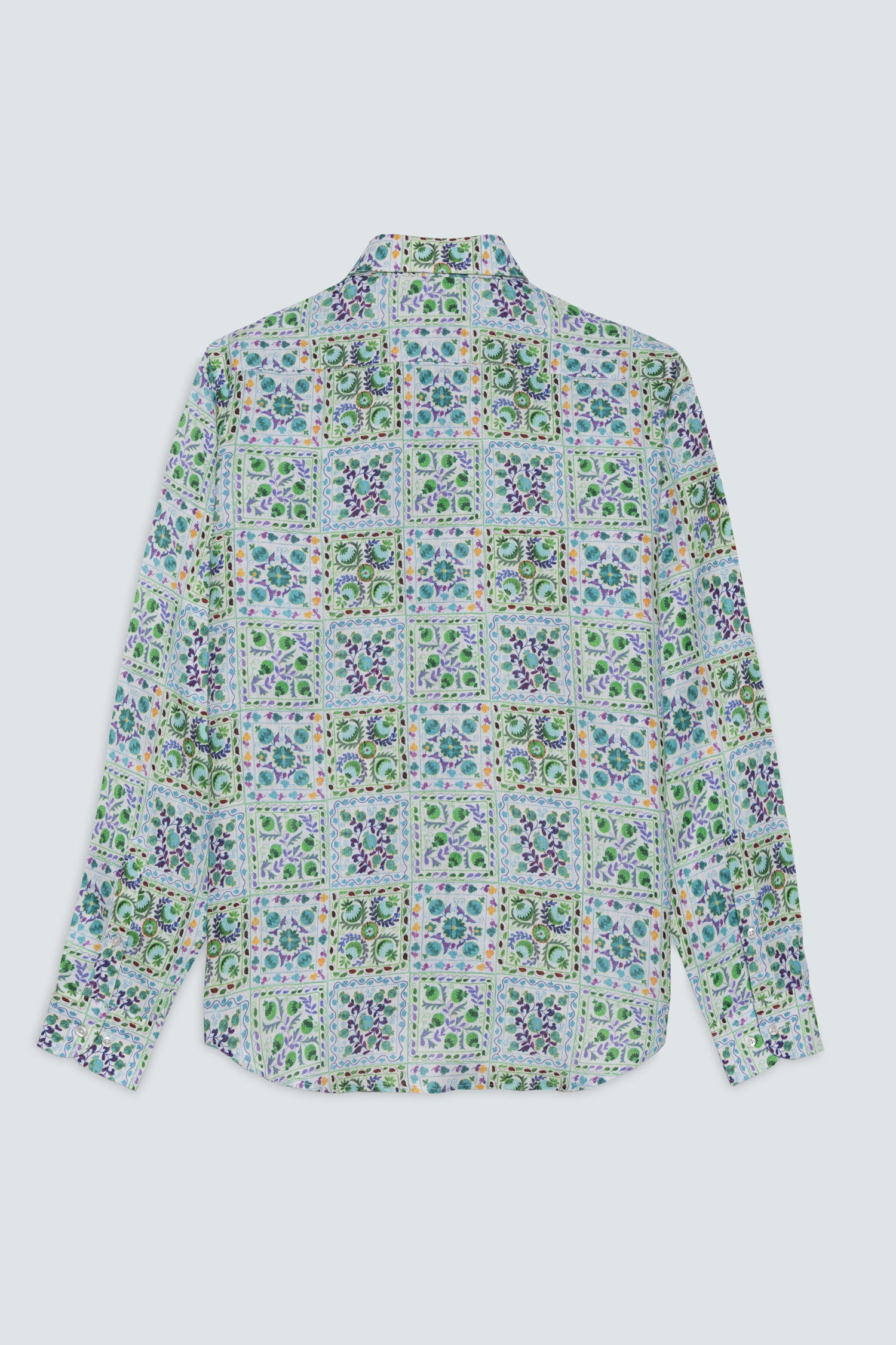 suzani linen shirt green