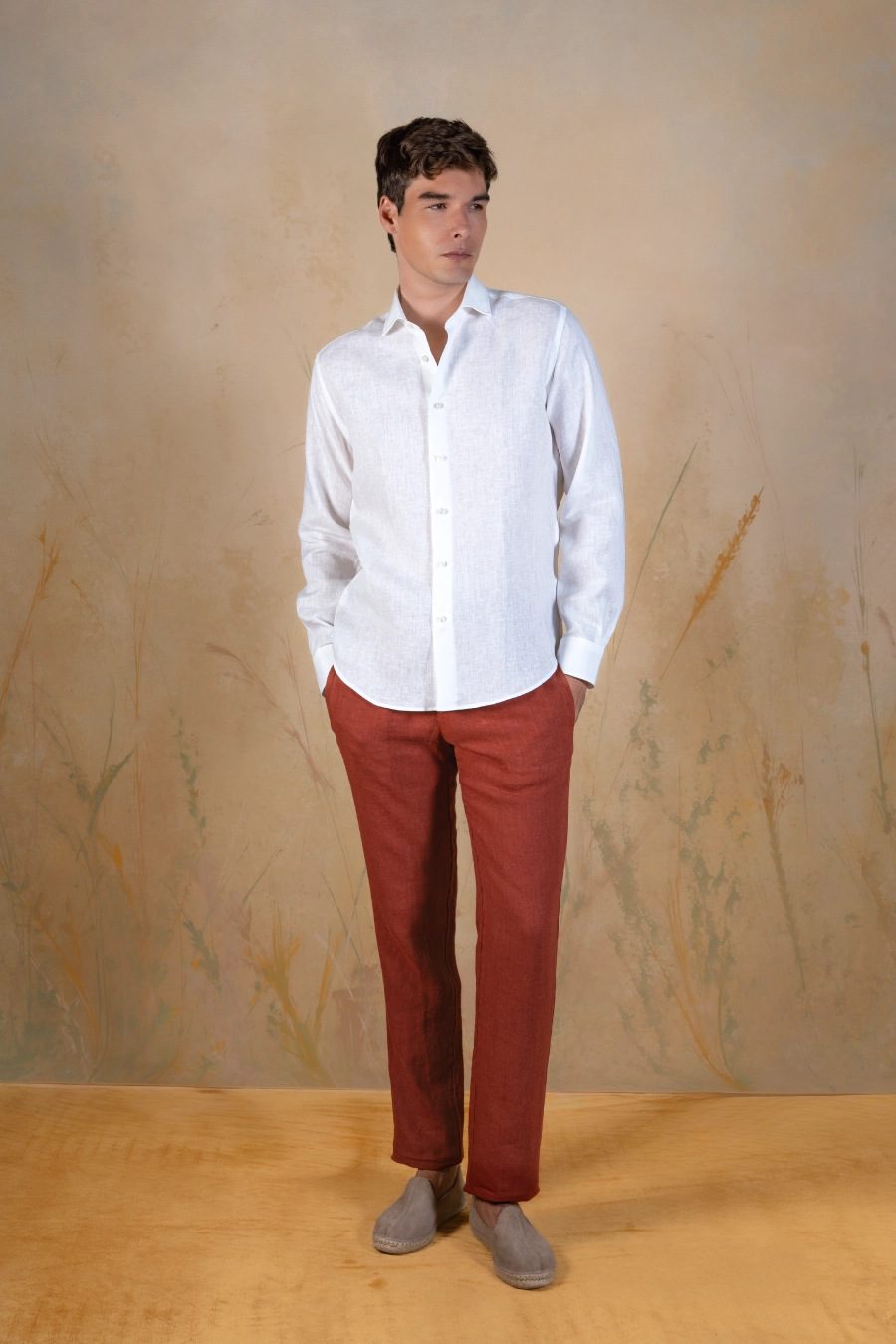 Maiestas Italian-collar linen shirt white - frente