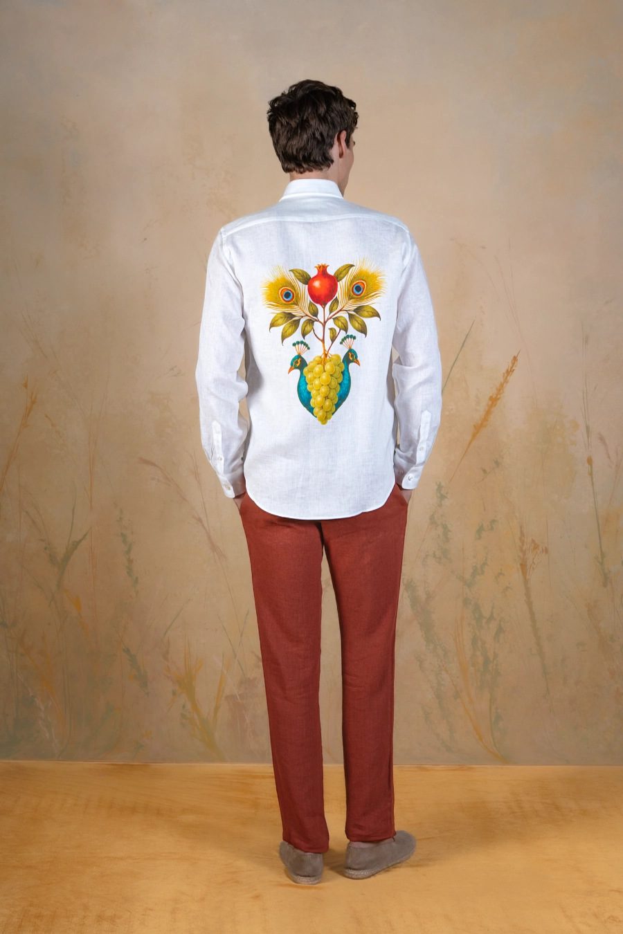 Maiestas Italian-collar linen shirt white - espalda