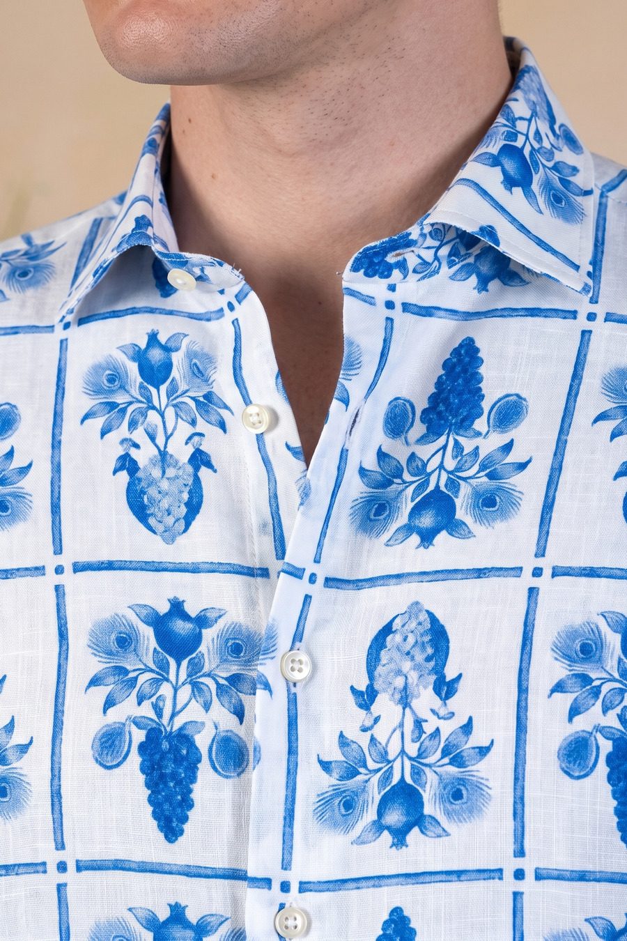 Victus linen shirt blue - Detalle 1