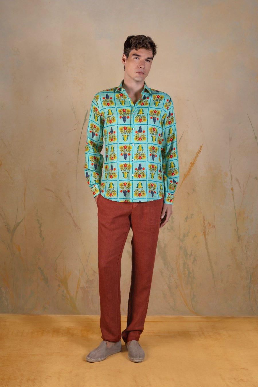 Victus linen shirt green - frente