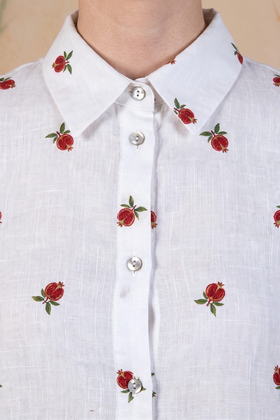 Women's Granade linen shirt white - Detalle 1