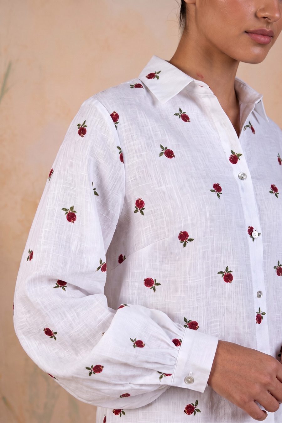 Women's Granade linen shirt white - Detalle 2