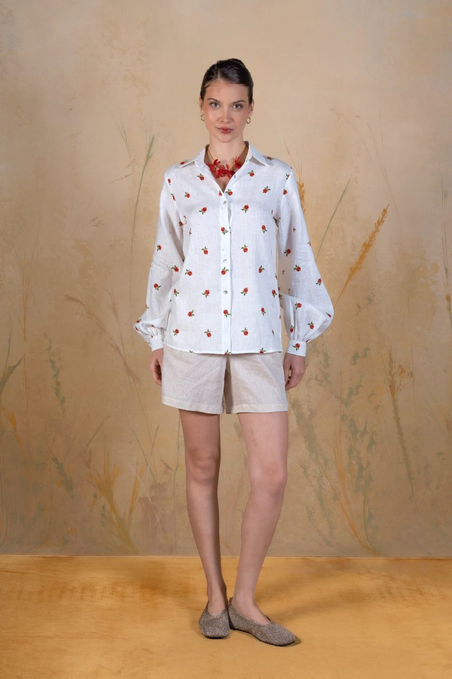 Women's Granade linen shirt white - frente
