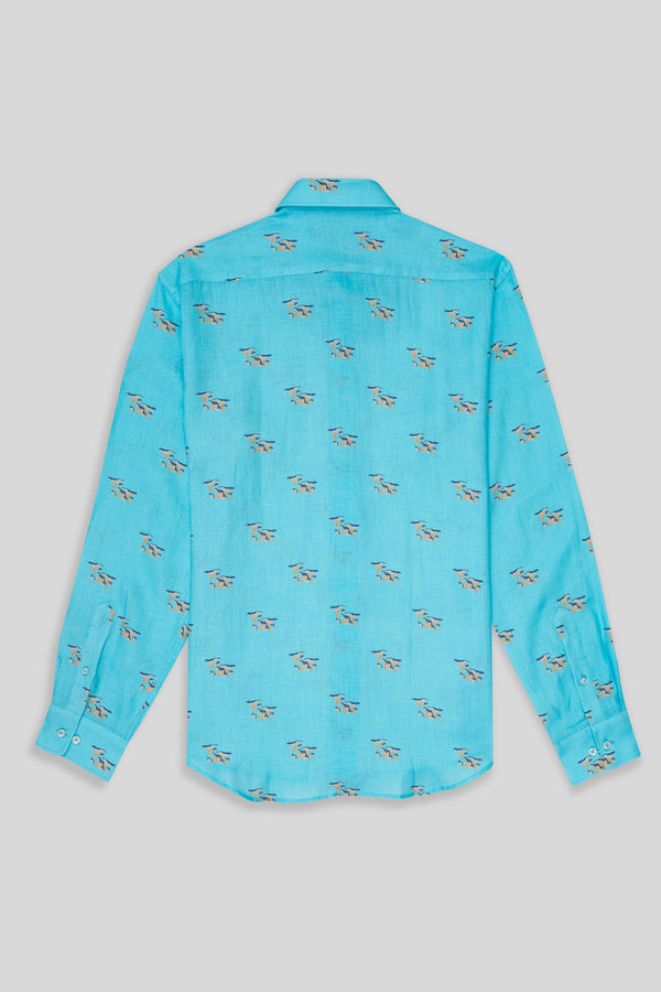 turquoise linen mushroom shirt s&p ml