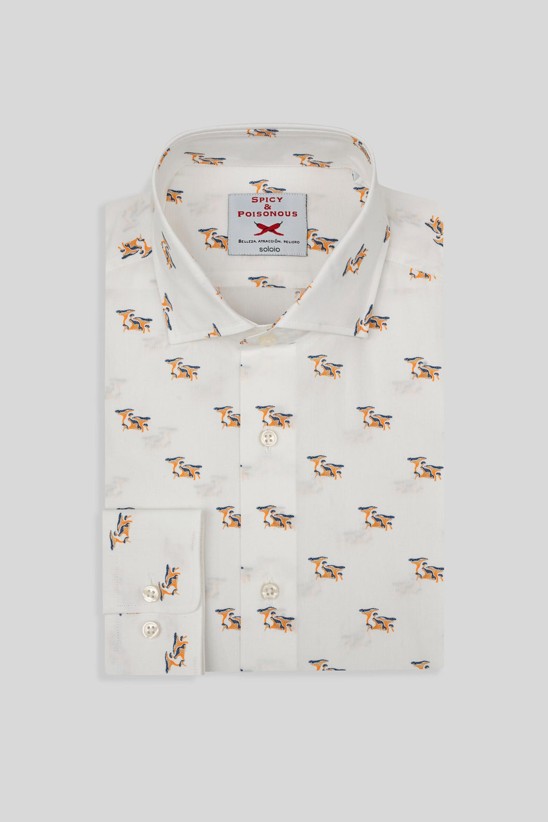 cotton shirt mushrooms white - soloio