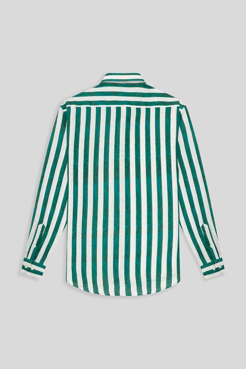 faded striped linen shirt green