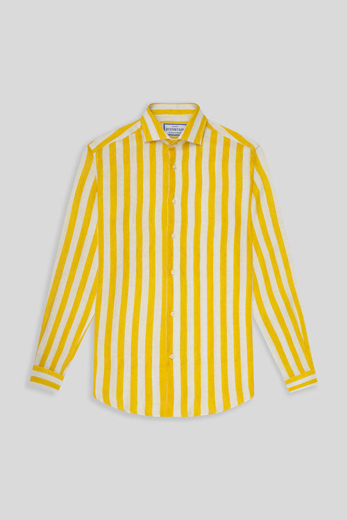 faded striped linen shirt yellow