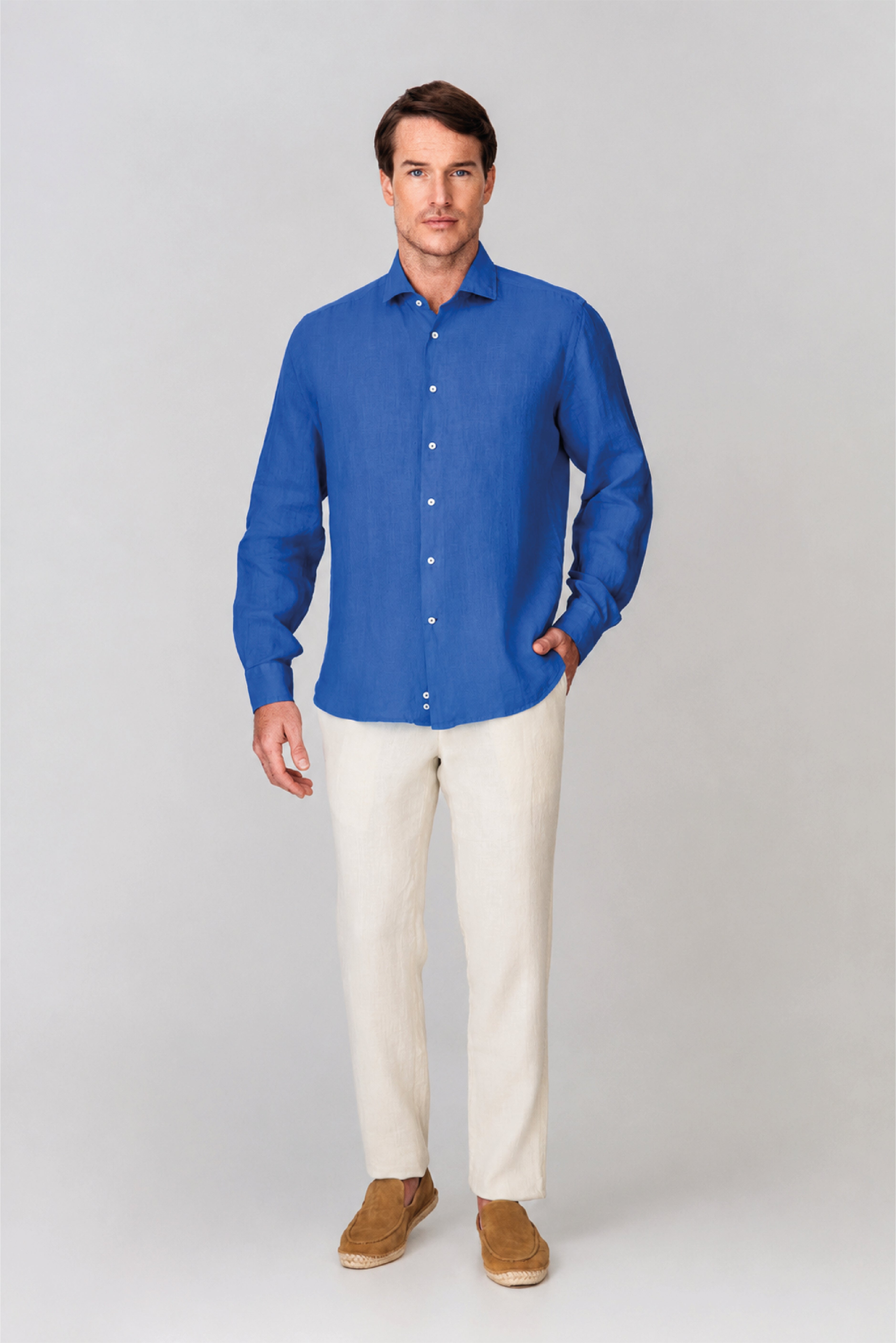 Men's linen shirt sky blue basic