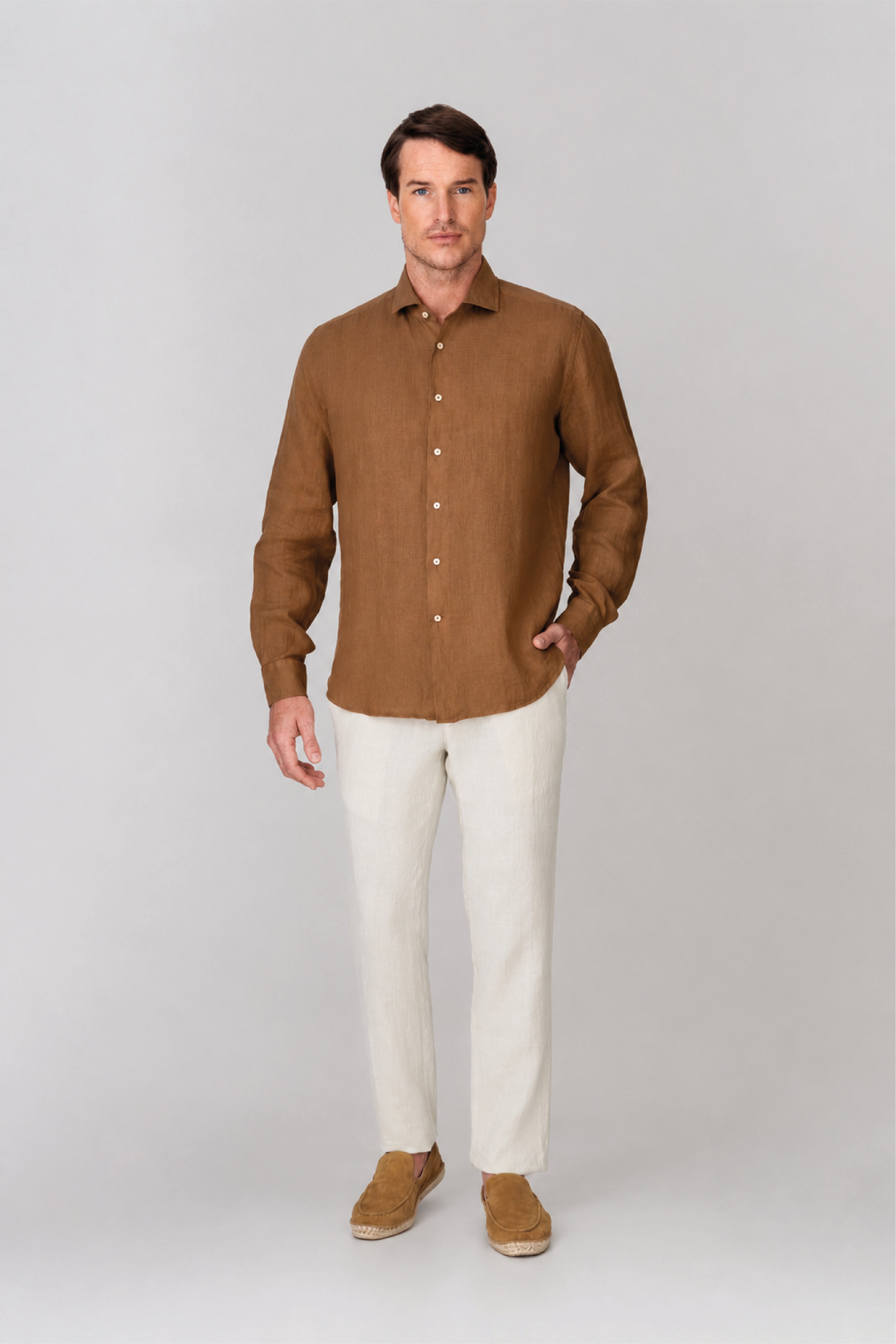 Men's linen shirt brown