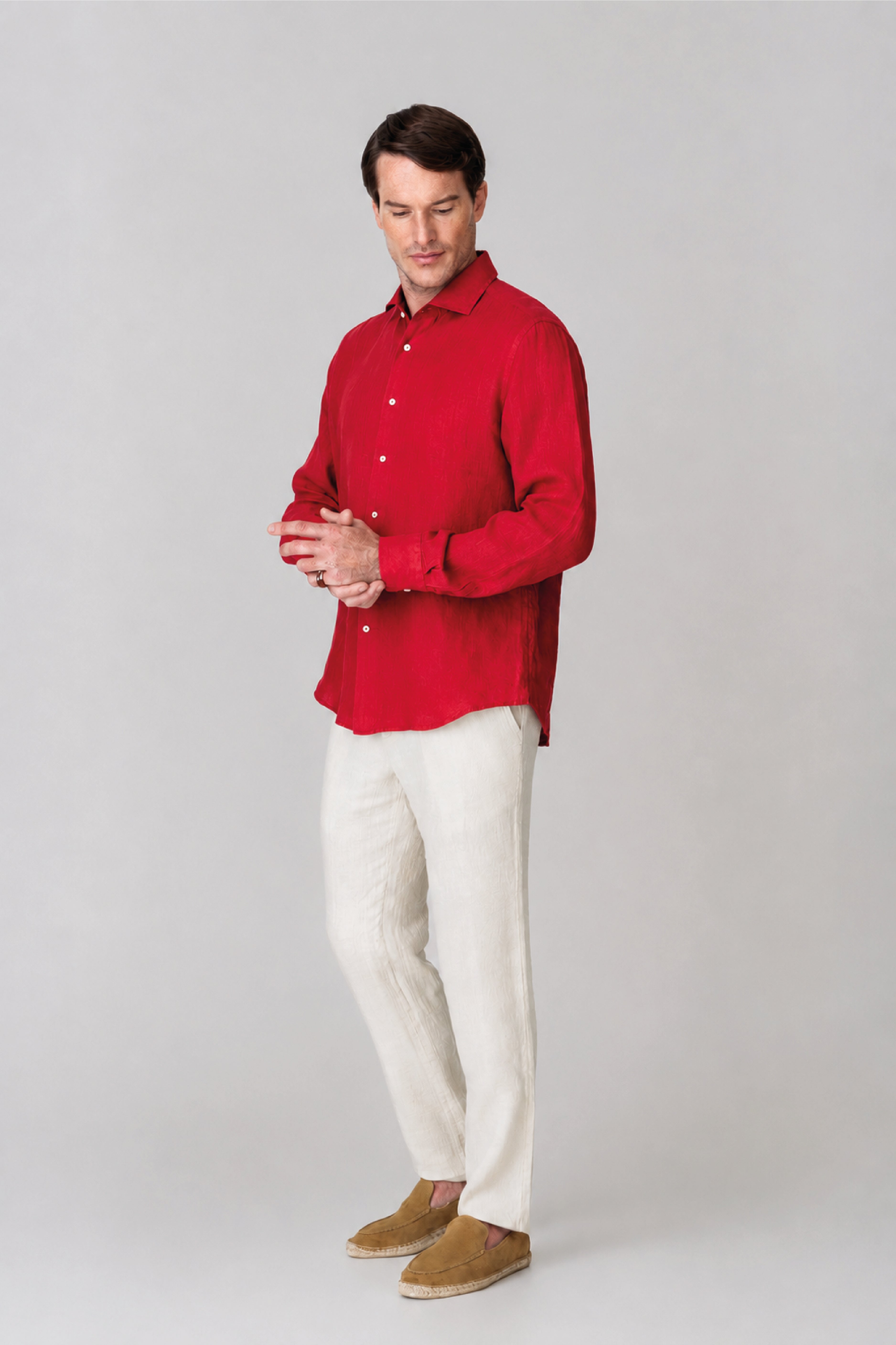 Men's linen shirt red fruit basic