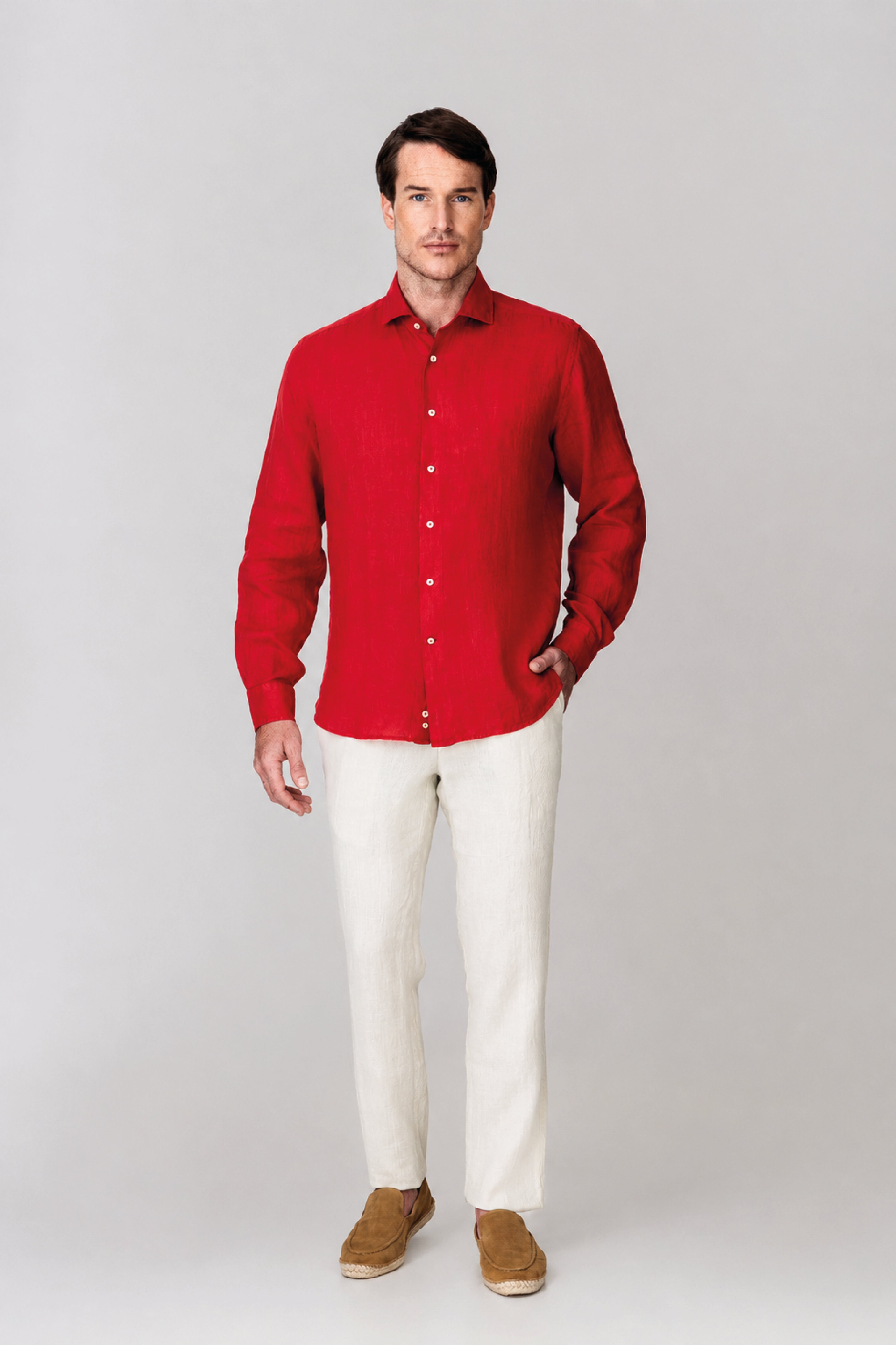 Men's linen shirt red fruit basic