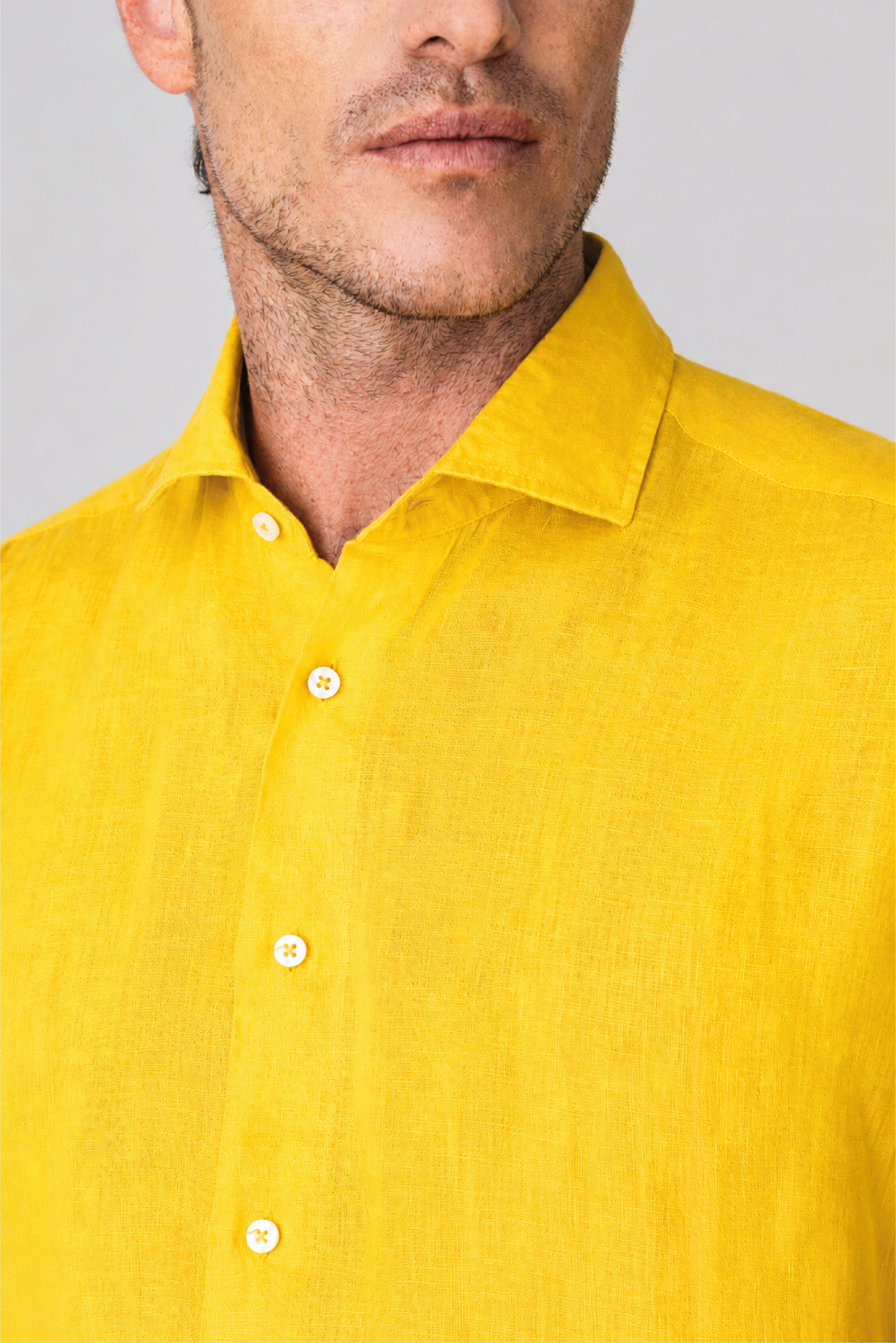 Camisa de lino para hombre amarillo frutas