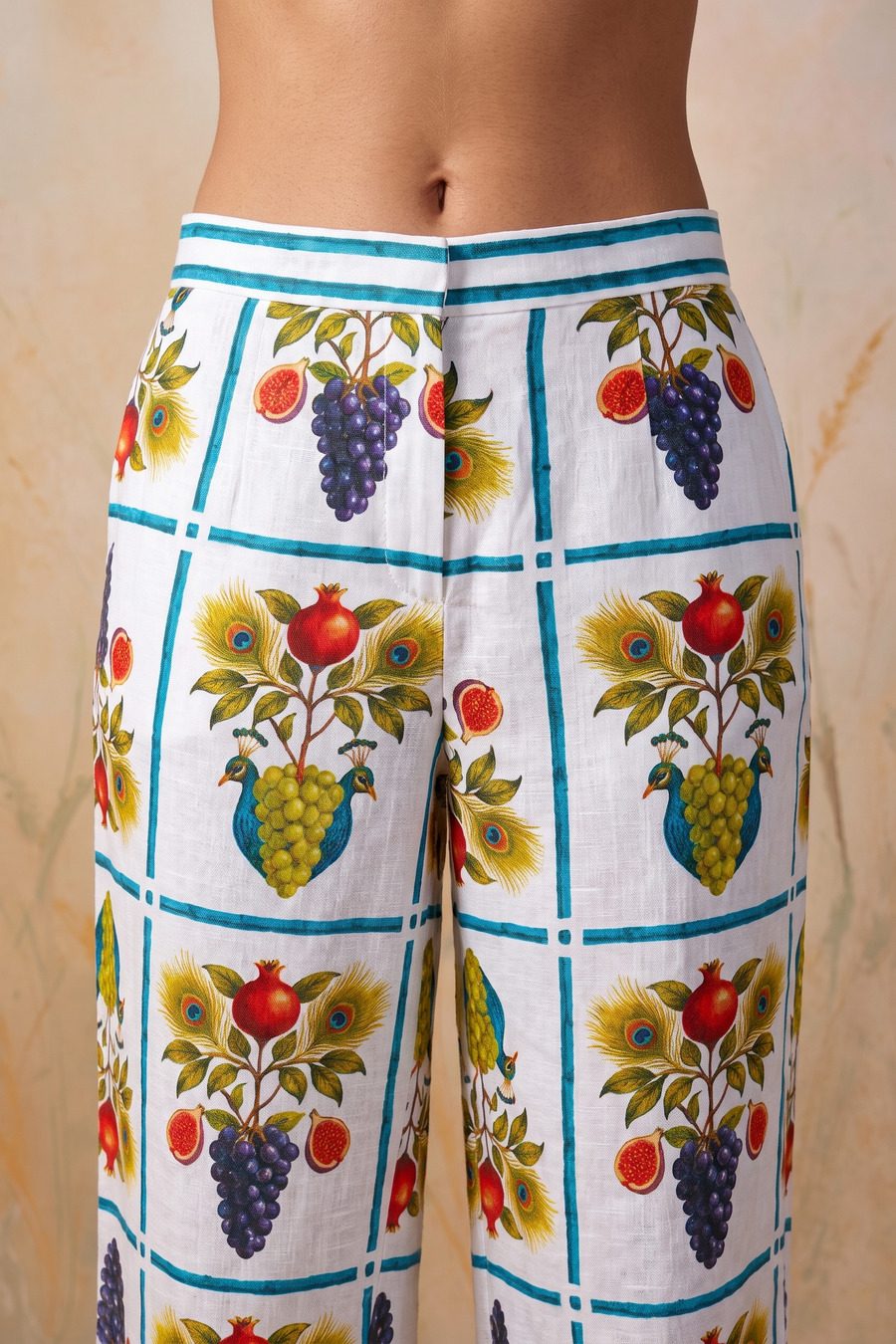 Women's Opulis white linen trousers white - Detalle 1