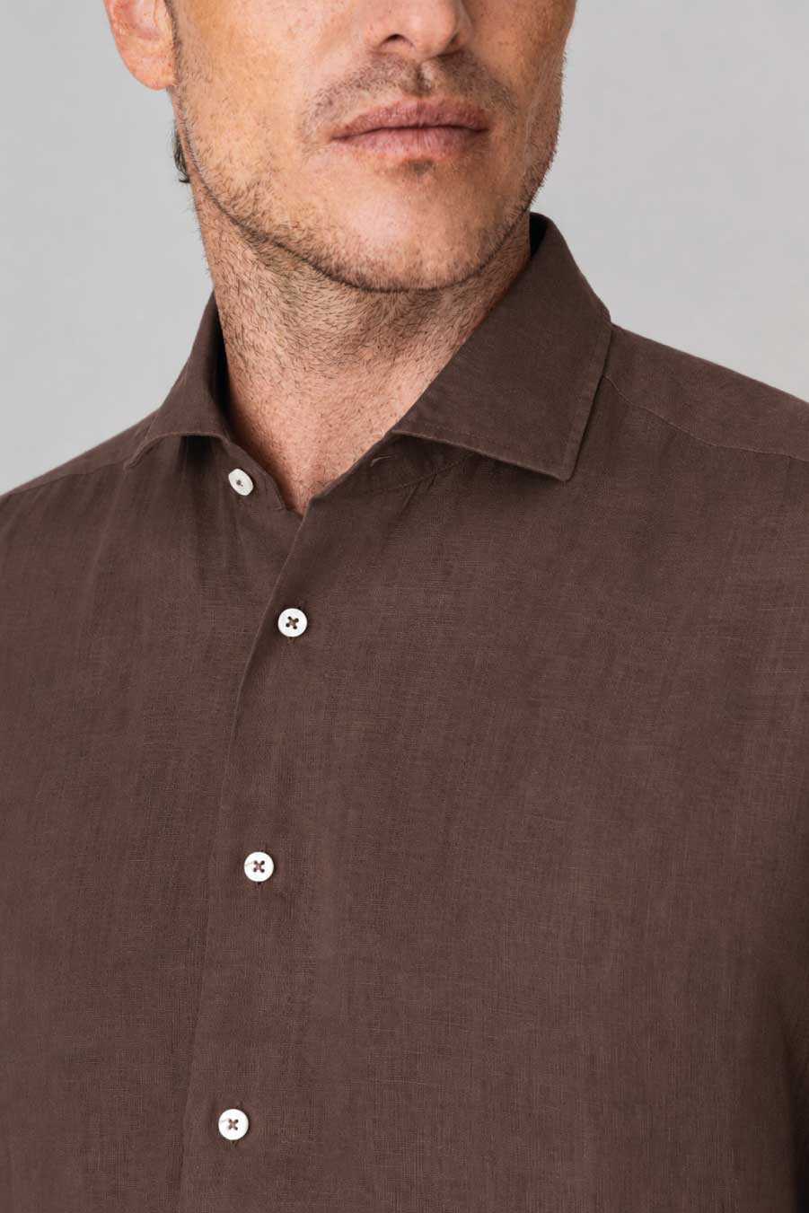 Men's linen shirt chocolate fondant