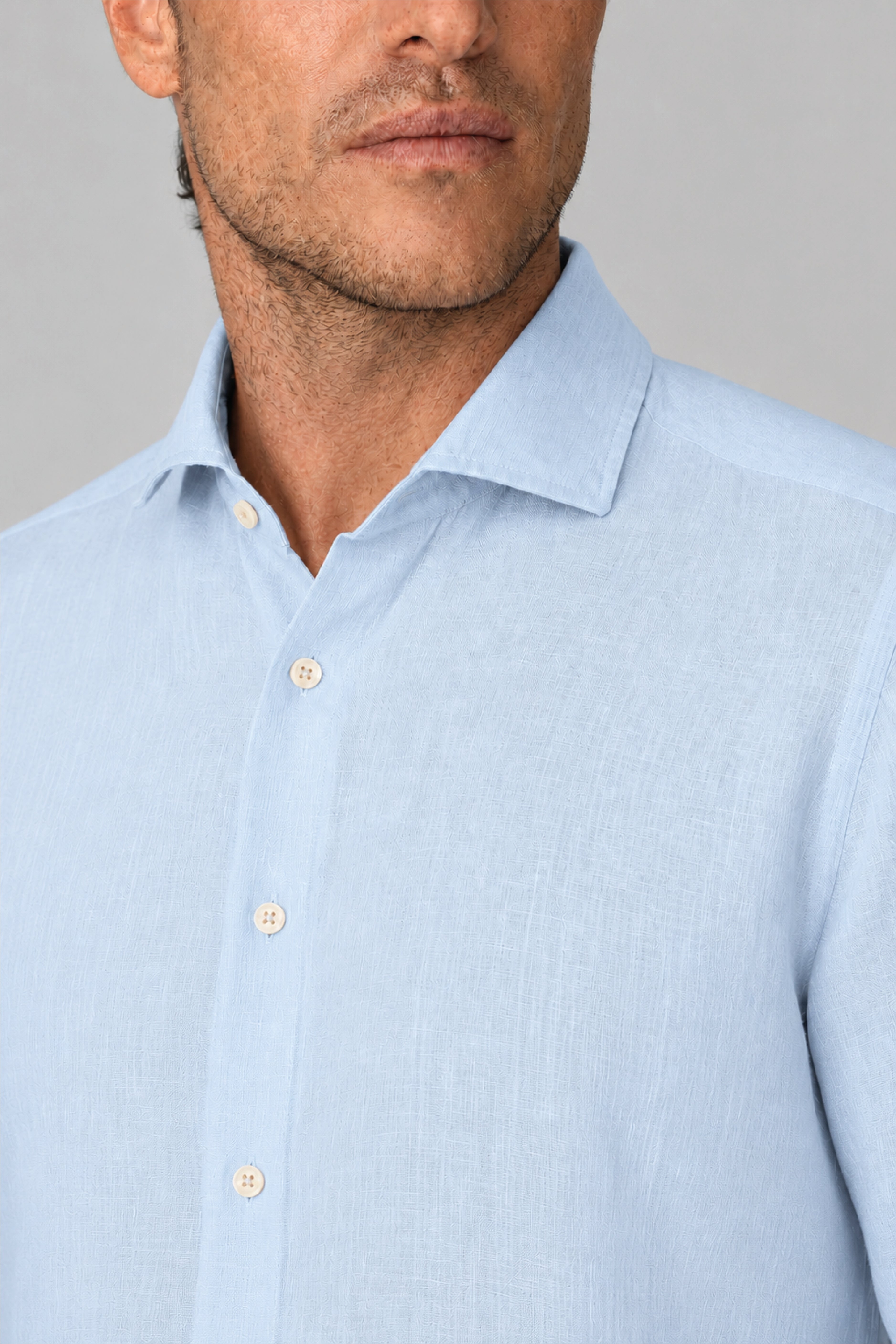 Men's linen shirt ice melt blue