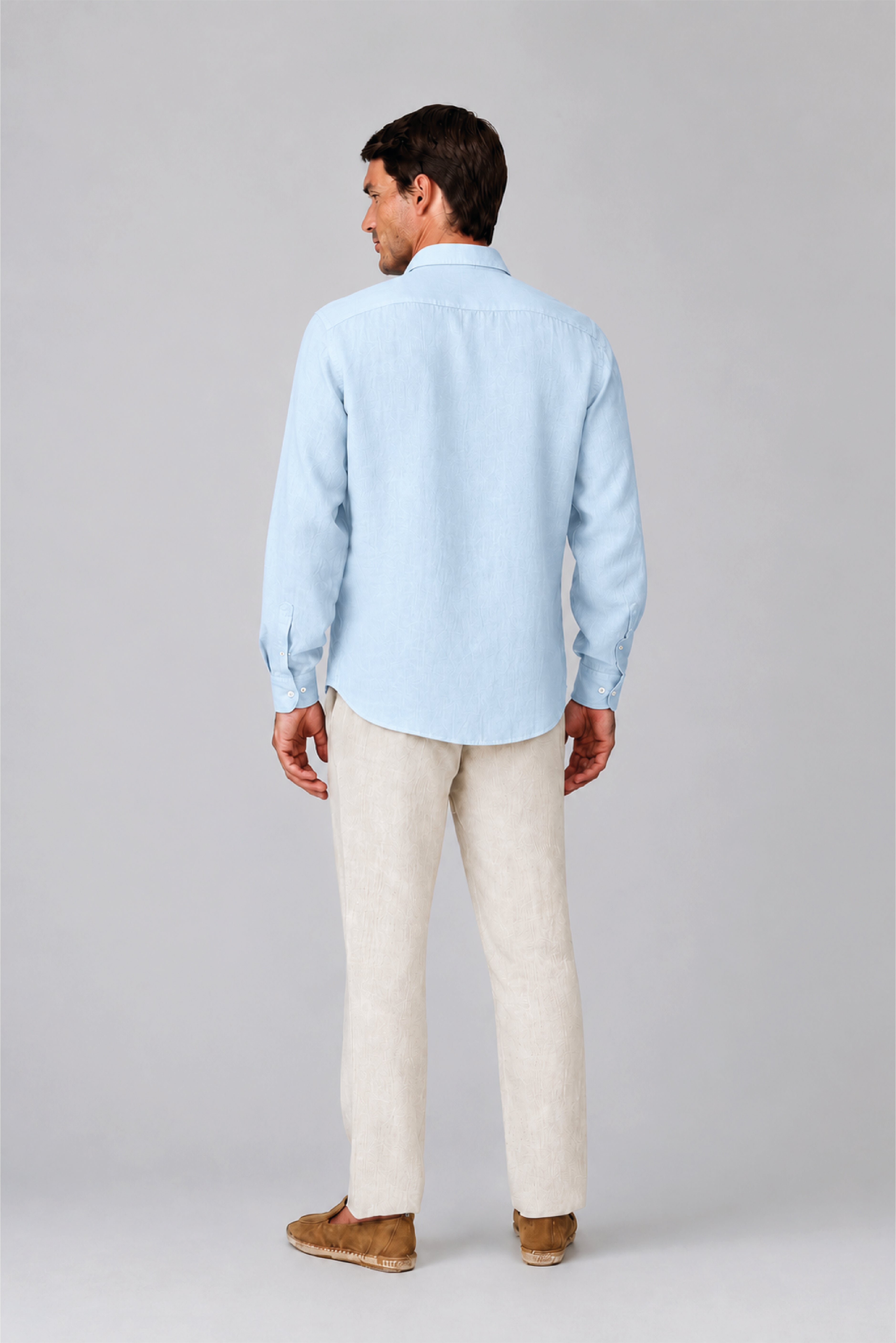 Men's linen shirt ice melt blue