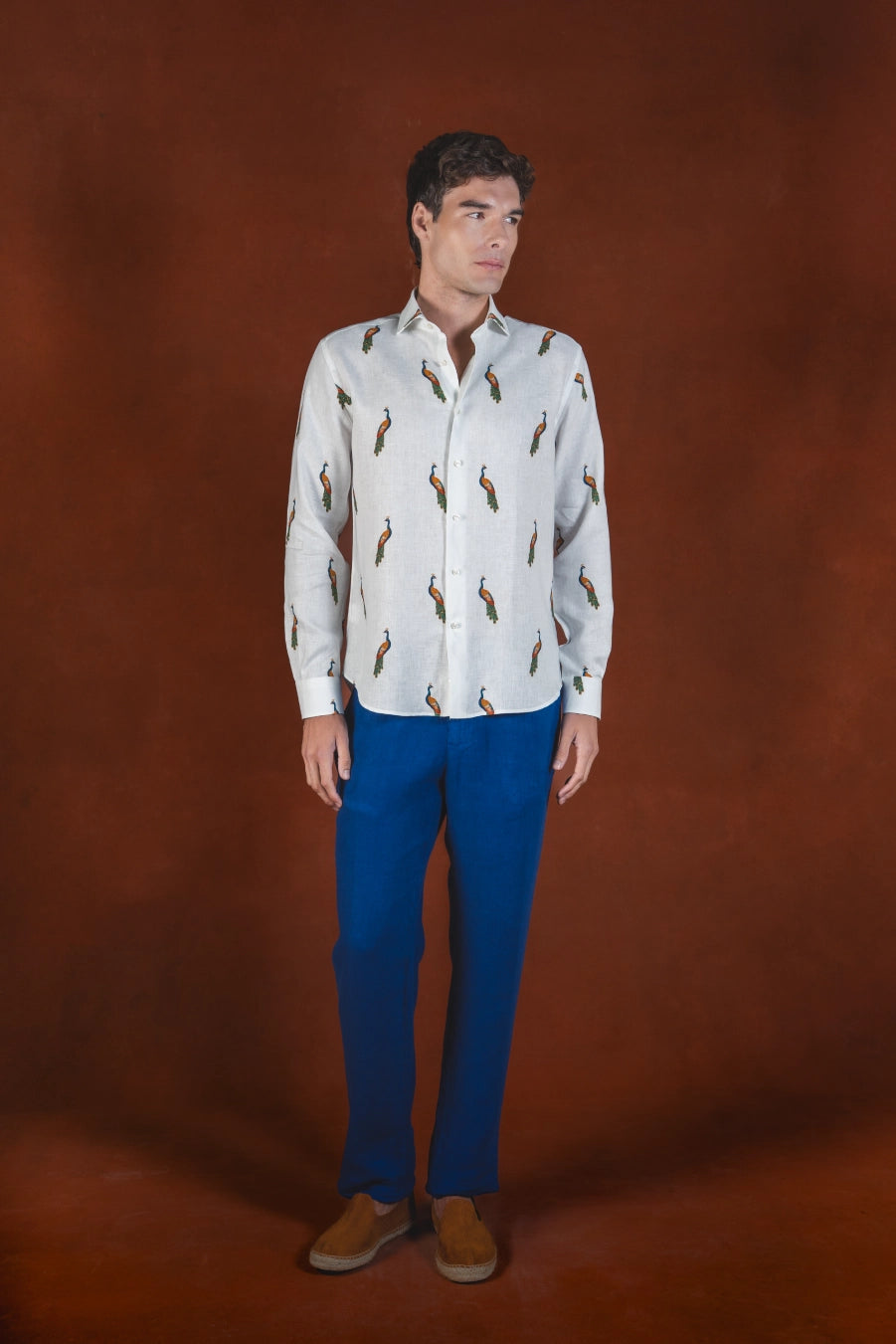 Men's Pavone linen shirt white