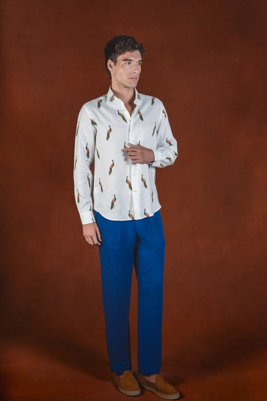 Men's Pavone linen shirt white