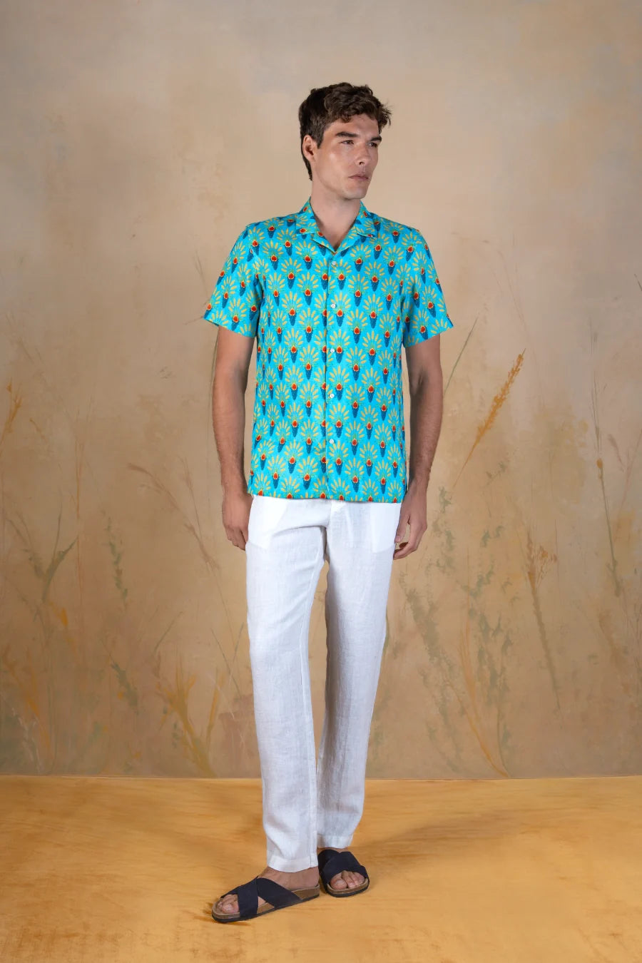 Proventus linen bowling shirt blue