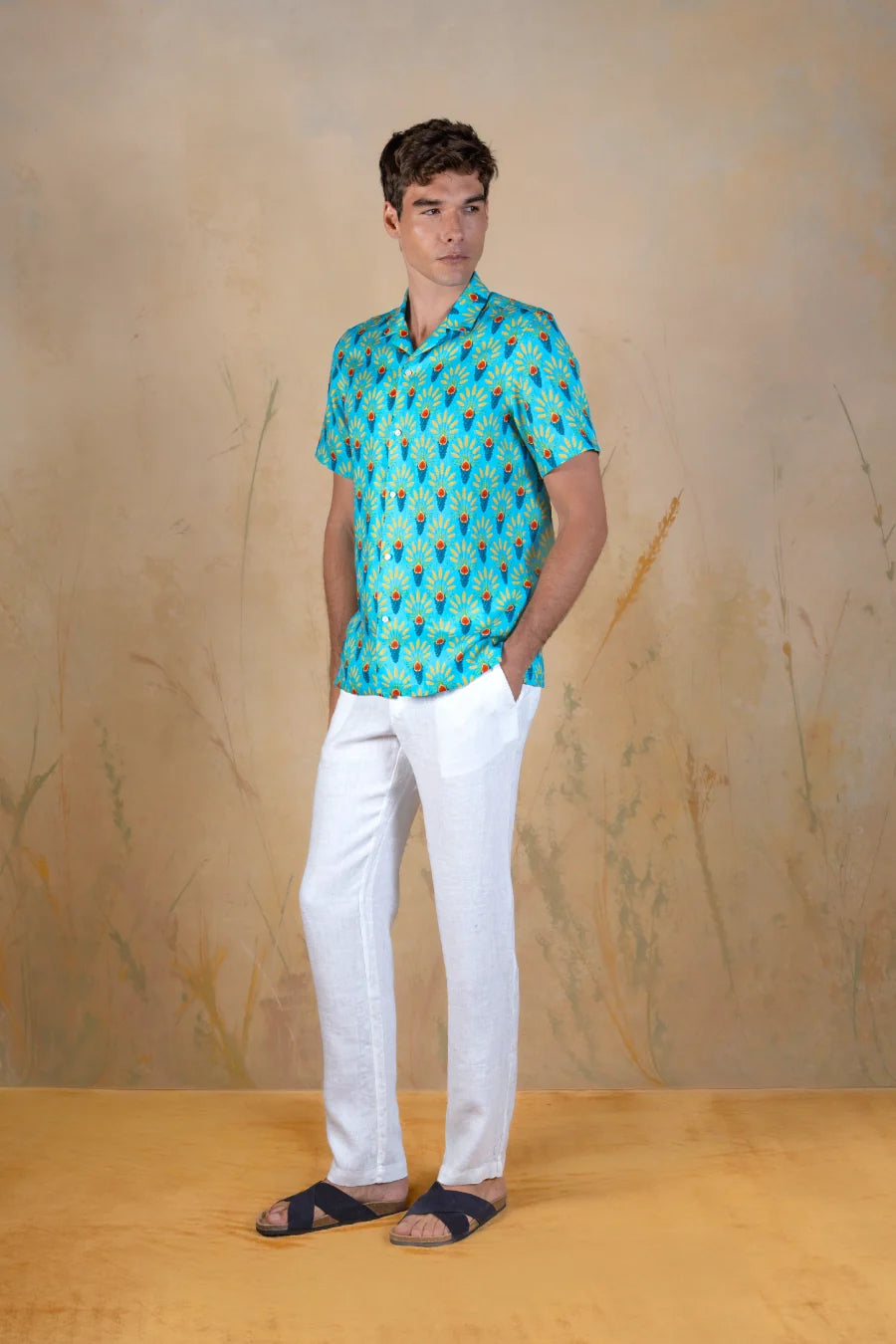Proventus linen bowling shirt blue