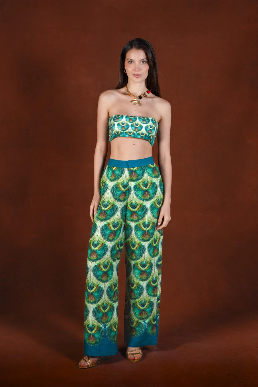 Women's Iridis linen trousers green
