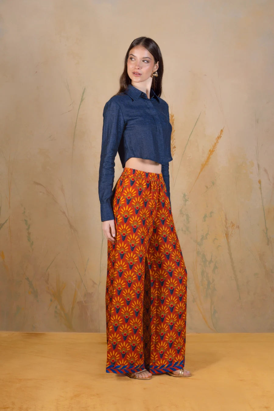 Women's Annona linen trousers terracotta