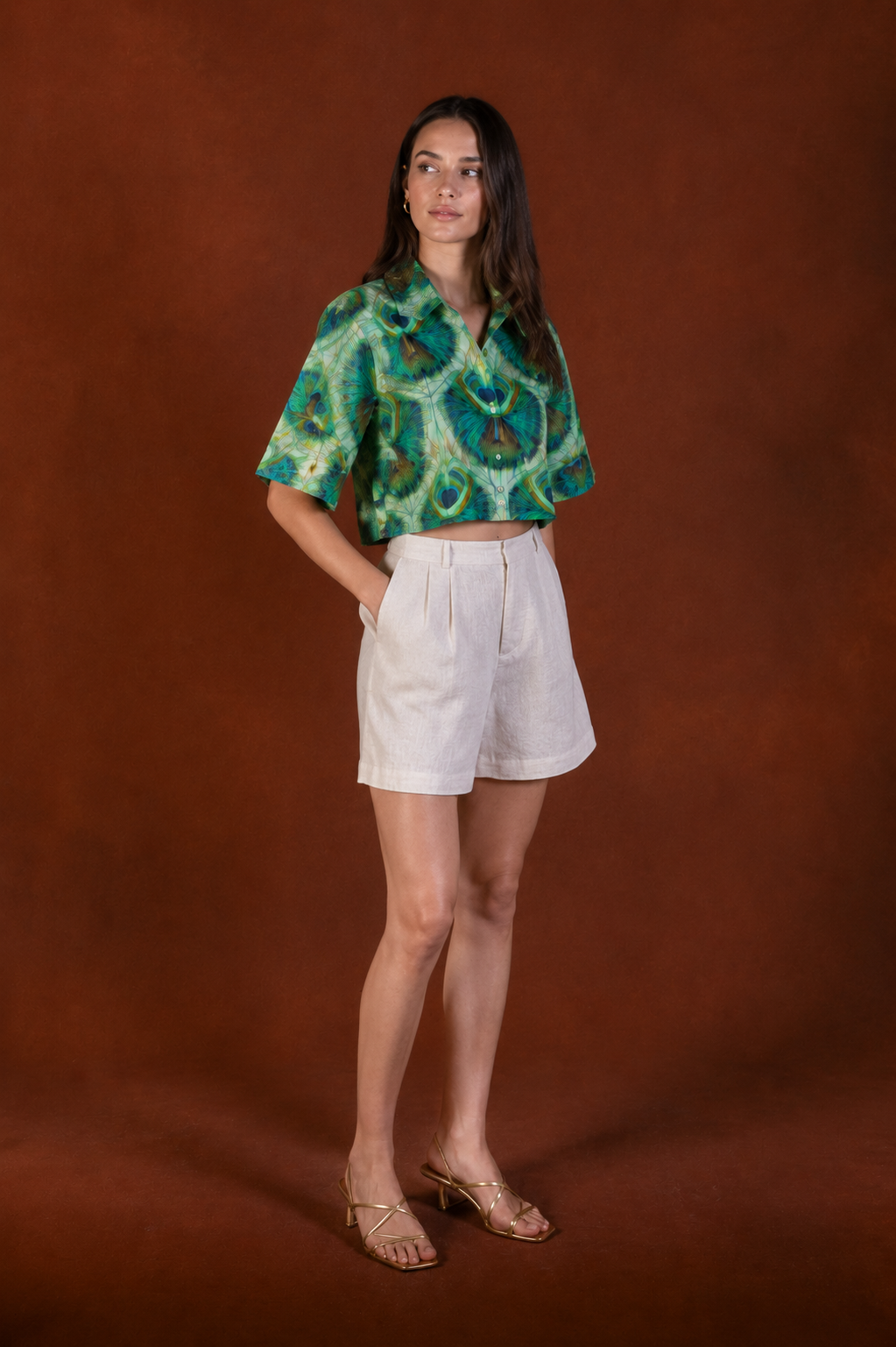 Women's Iridis linen shirt green