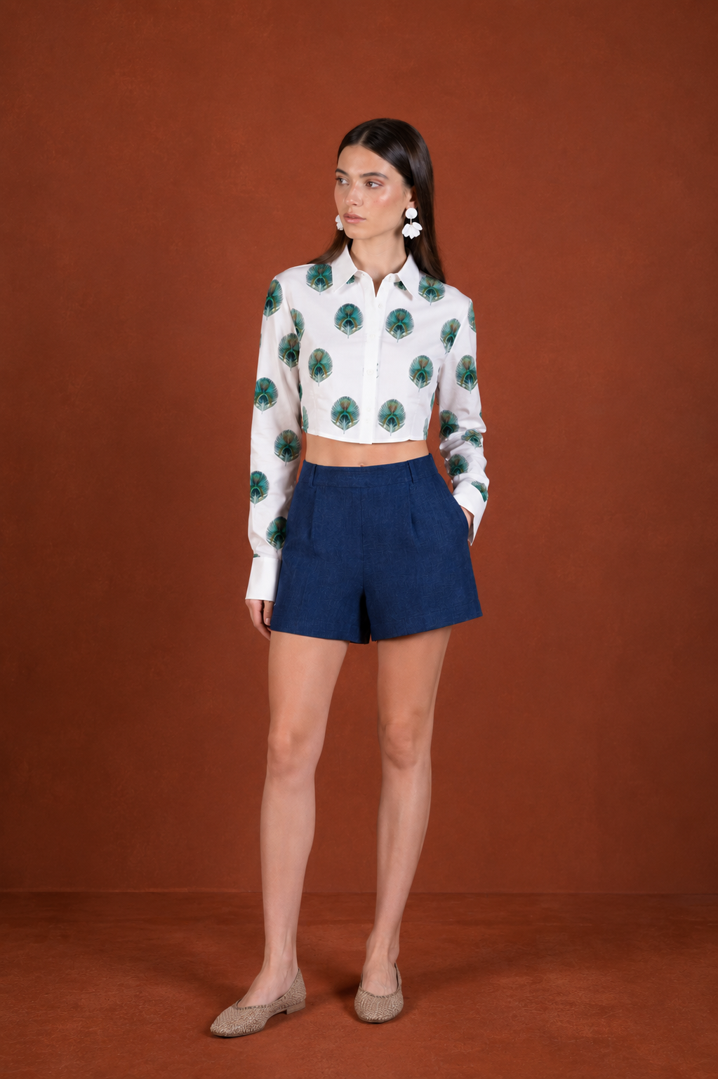 Women's Ventaglio linen shirt blue