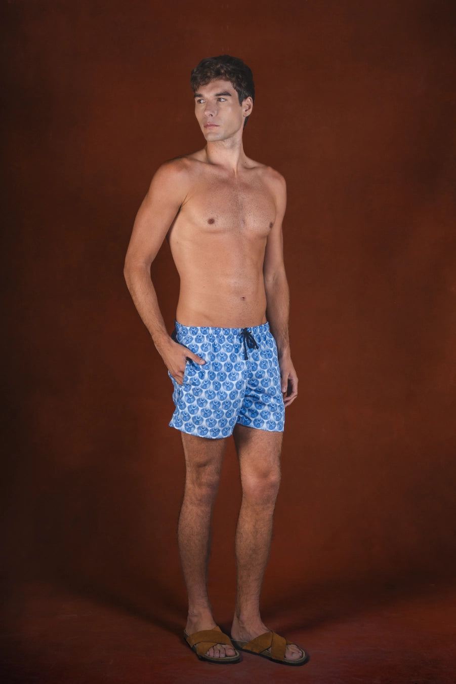 Men's Aridis polyester swim trunks blue