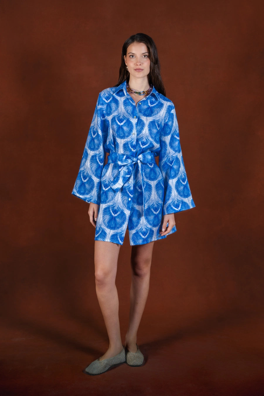 Women's Aridis linen shirt dress blue