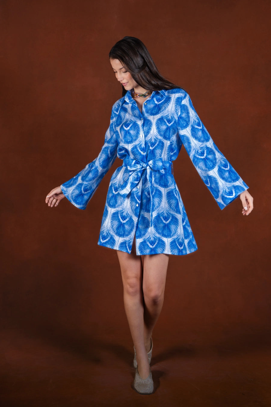 Women's Aridis linen shirt dress blue
