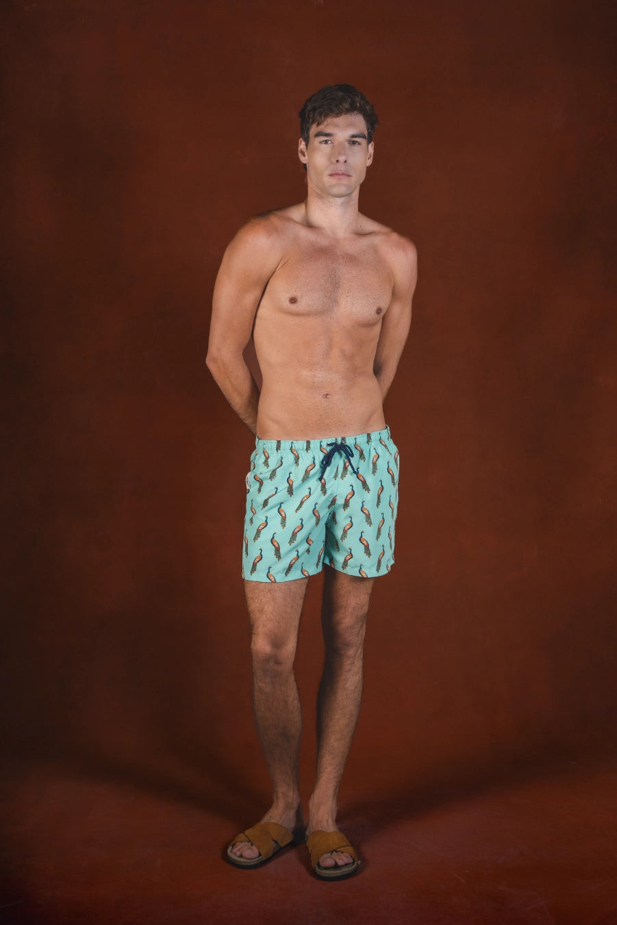 Men's Pavone polyester swim trunks green
