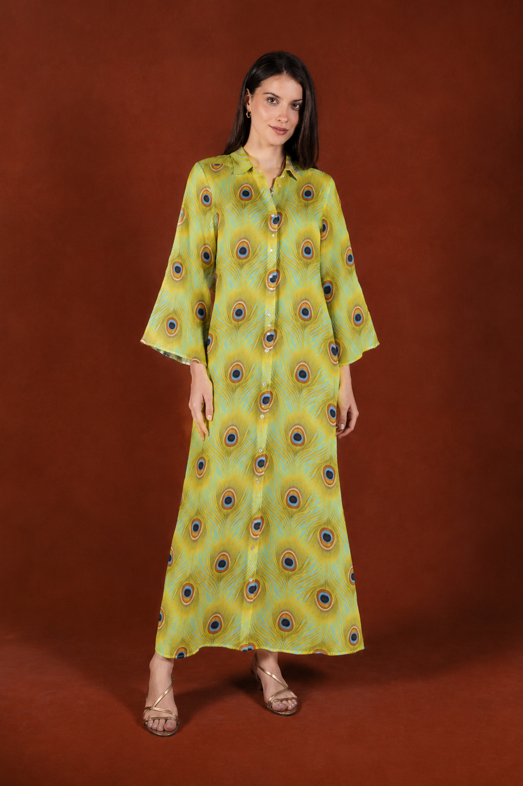 Women's Sacra linen shirt dress yellow