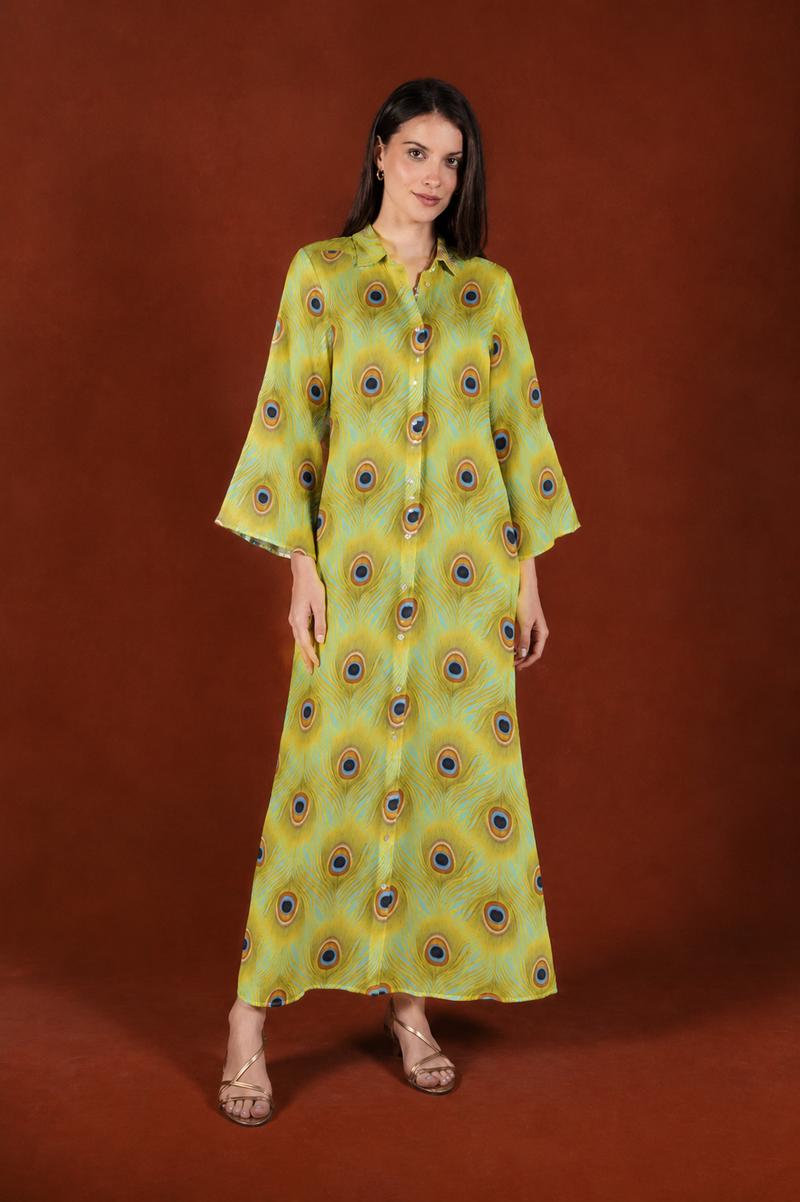 Women's Sacra linen shirt dress yellow
