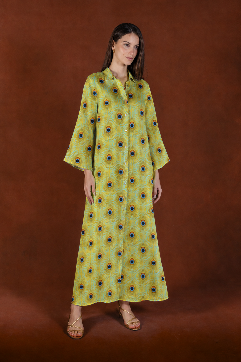 Women's Sacra linen shirt dress yellow