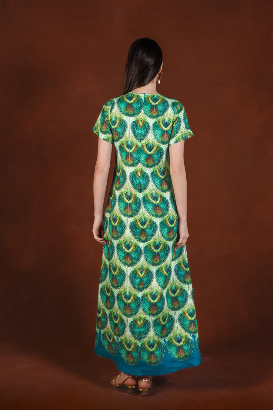 Women's Iridis long linen dress green