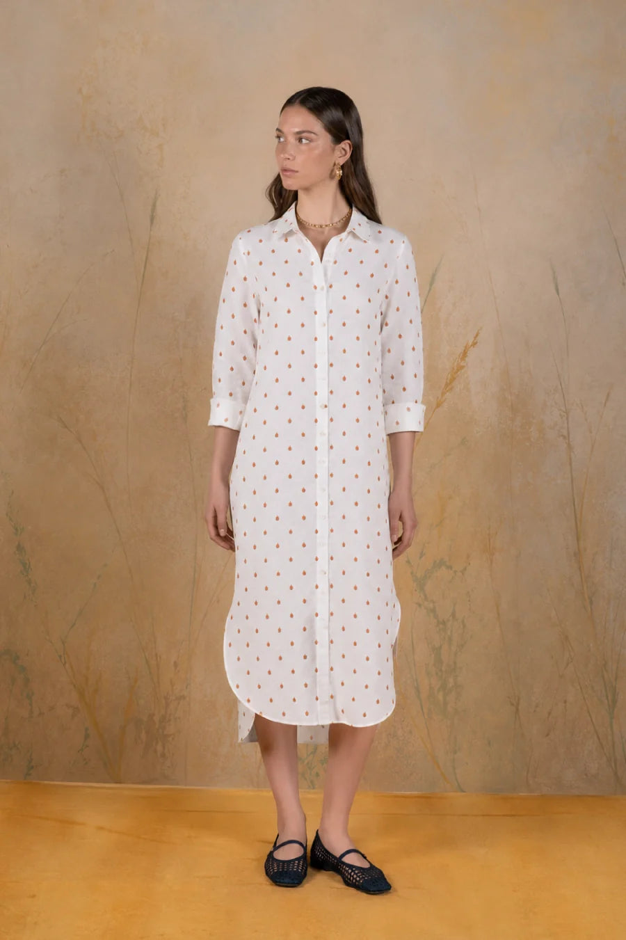 Women's Higuera linen shirt dress white