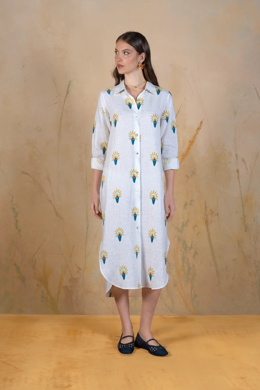 Women's Ortus linen shirt dress white