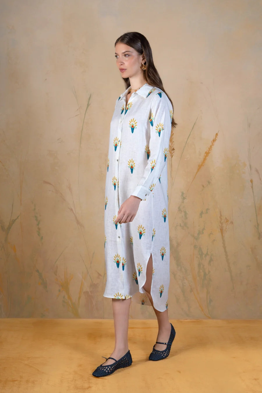 Women's Ortus linen shirt dress white